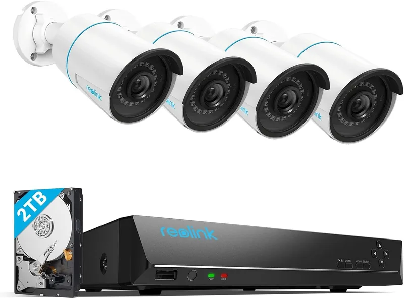 Reolink RLK8-410B4-5MP – Kit PoE 5MP con 4 Cámaras Exterior y NVR 2TB