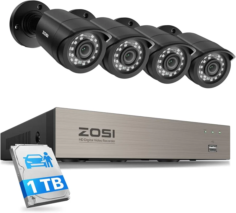 ZOSI 5MP Lite 8CH con 4 cámaras 1080p y disco duro 1TB