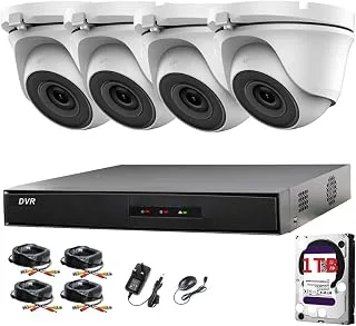 Kit HiWatch 4 canales DVR-204G-F1 con 4 cámaras domo 1080p