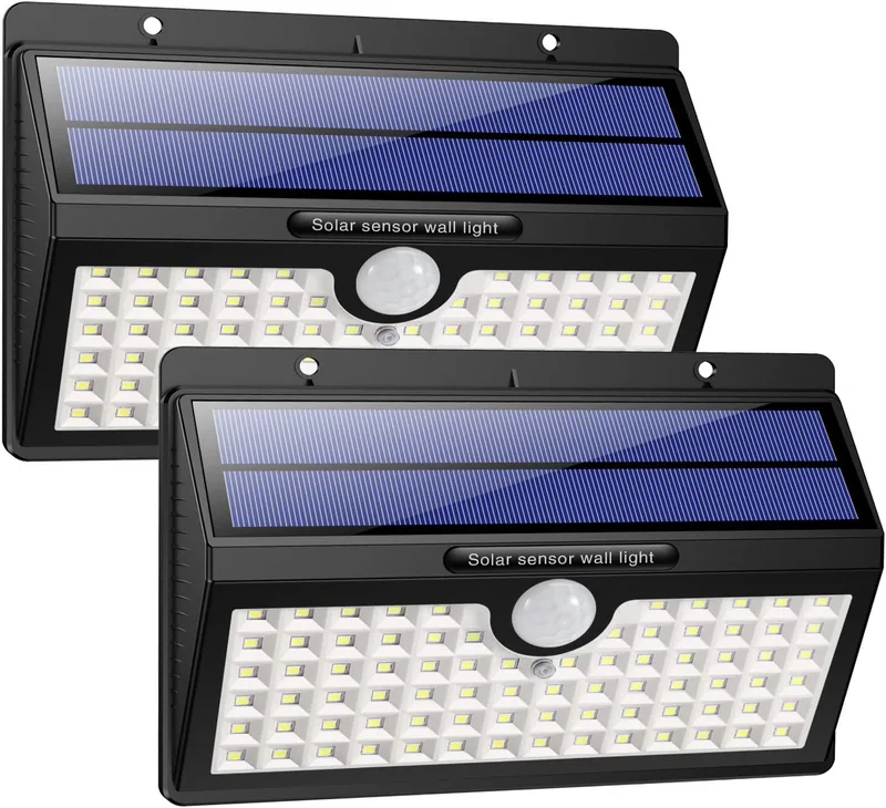 HETP Foco Solar Exterior 78 LED con Sensor de Movimiento, Pack de 2