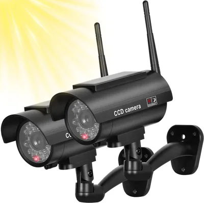 BNT Cámara de Seguridad Falsa Solar con Antena (Pack de 2)