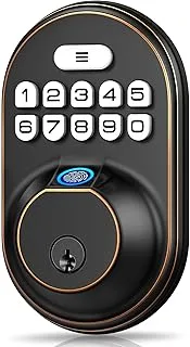 Veise - Cerradura de puerta sin llave con huella dactilar, teclado antimiradas y llave de respaldo