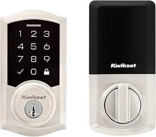 Kwikset SmartCode 270, cerradura con panel táctil y bloqueo automático, níquel satinado tradicional