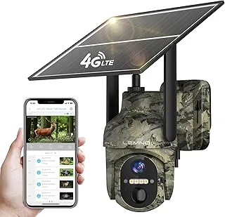LEMNOI Cámara de vigilancia 4G exterior con panel solar y SIM preinstalada