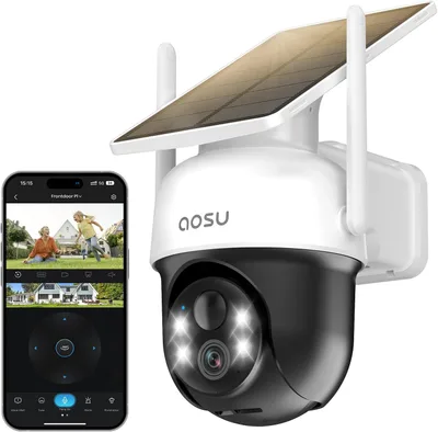 aosu 2K Cámara de Vigilancia WiFi Exterior Solar PTZ 360°