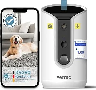 PetTec Cámara para Mascotas 360° con Dispensador de Golosinas y Visión Nocturna 3 MP