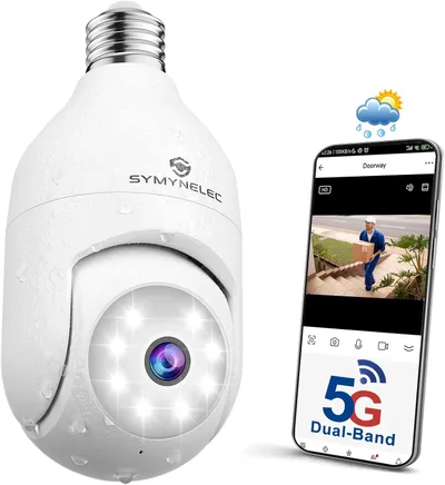 SYMYNELEC Cámara Bombilla WiFi 2K 4MP IP65 Exterior