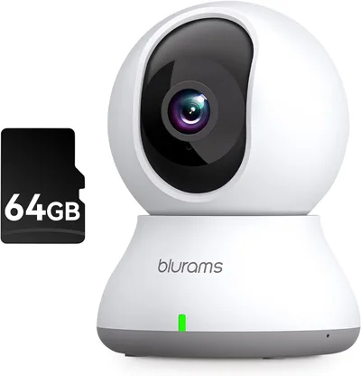 blurams 2K – Cámara interior WiFi con tarjeta de 64 GB
