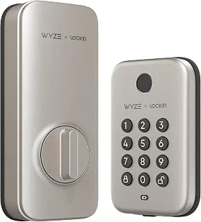 Wyze Lock Bolt, cerradura inteligente con huella dactilar y teclado, resistente a la intemperie IPX5, níquel