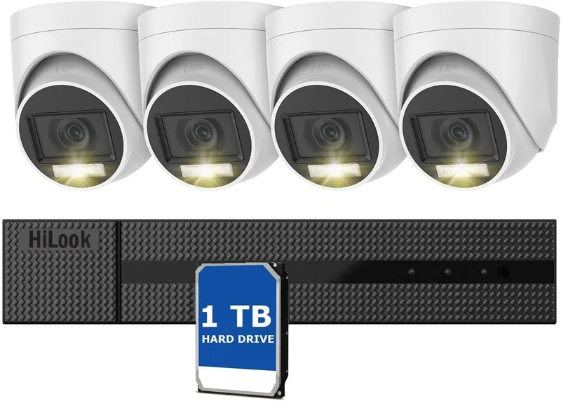 HiLook 3K Lite 8CH: kit DVR con disco duro de 1 TB y 4 cámaras 5 MP IP66