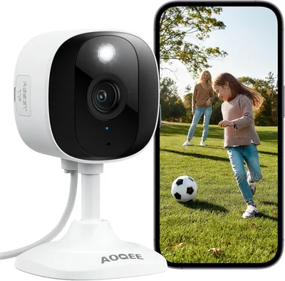 AOQEE - Cámara de vigilancia WiFi interior 2K con grabación continua