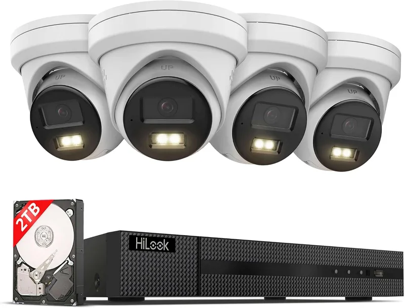 HiLook Kit PoE 8 canales 4K con 4 cámaras domo 8MP, NVR y HDD 2TB