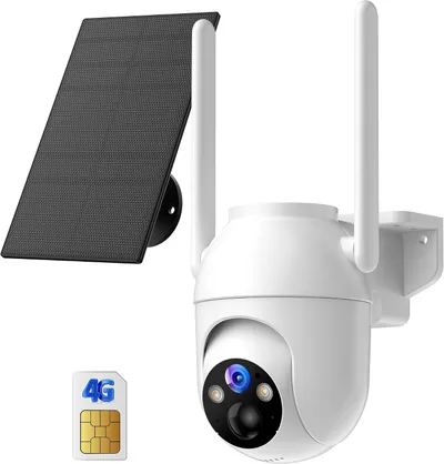 BECAMSO 4G Solar PTZ – Cámara de vigilancia exterior 2K, rotación 360°, IP66 y panel solar