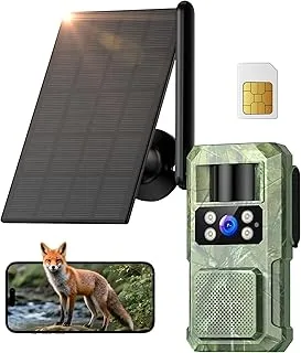 BECAMSO Cámara de Fototrampeo 4G LTE Solar 2.7K, Visión Nocturna Color, IP66