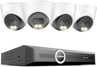 SANNCE Kit PoE 2K con 4 Cámaras Exterior IP67, Visión Nocturna a Color