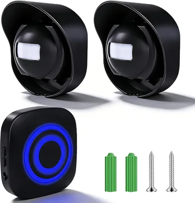 GOMETY Kit Avisador de Paso Inalámbrico con 2 Sensores PIR y Receptor