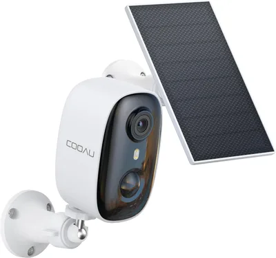 COOAU cámara de seguridad solar exterior 2.5K, WiFi de doble banda