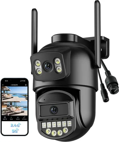 ANBIUX Cámara Exterior WiFi 2K Doble Lente PTZ 360° Visión Nocturna a Color