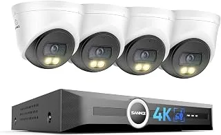 SANNCE Kit PoE 4K con NVR 8 Canales y 4 Cámaras Domo